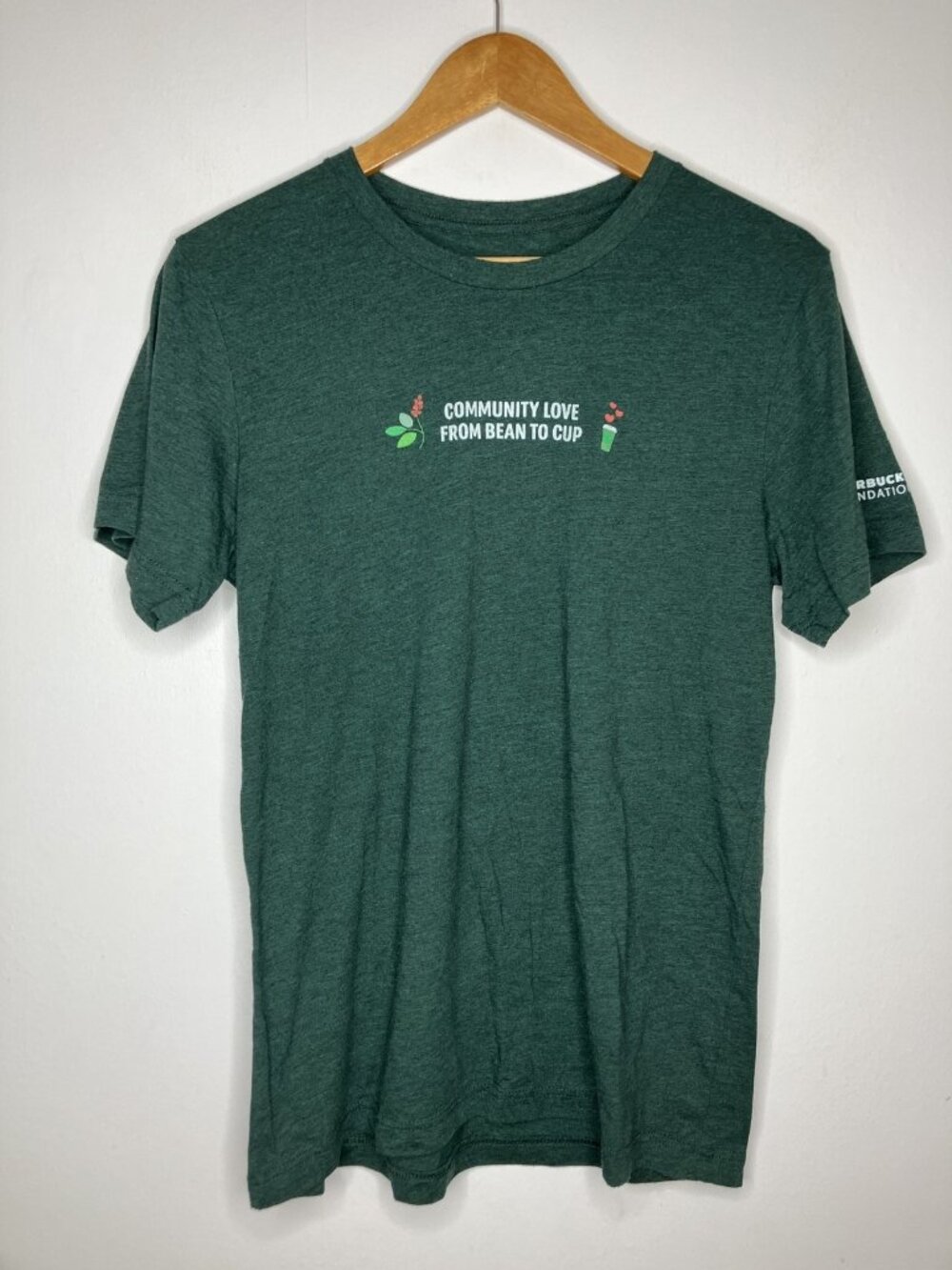 Starbucks Foundation T-Shirt Community Love From Bean To Cup Green Men's Medium